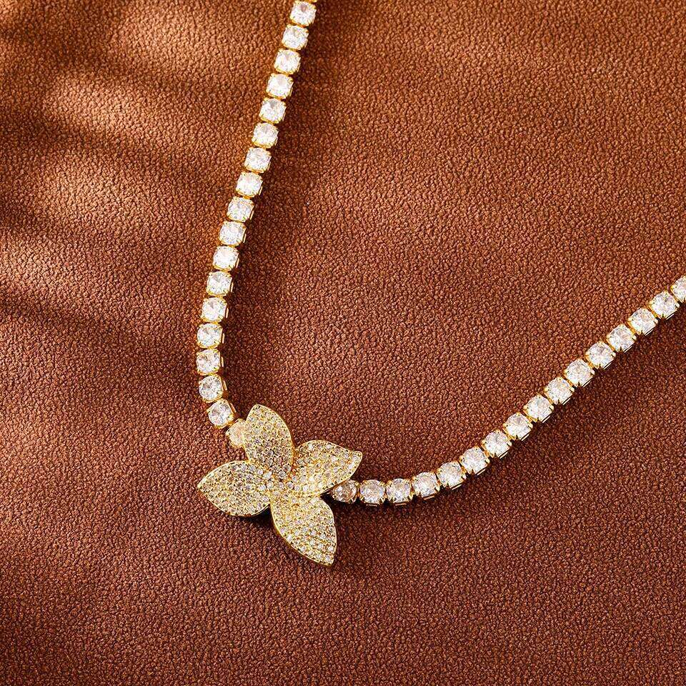 ZAKOL Exquisite Shiny Zirconia Leaf Charming Tennis Necklace for Women Dubai Bridal Unique Wedding Jewelry