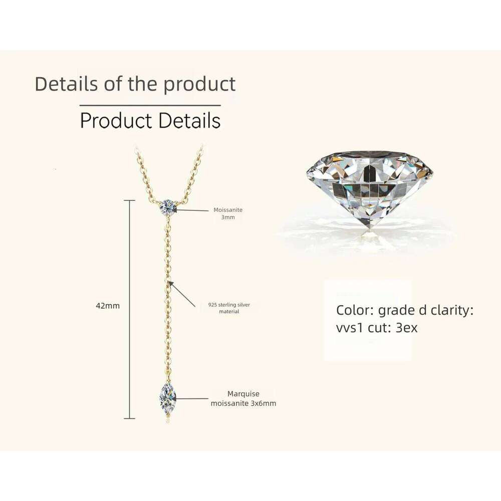 Moissanite Woman Pendant Sier For Women Chains Party Bridal Fine Jewelry 925sterling Silver Necklace 840