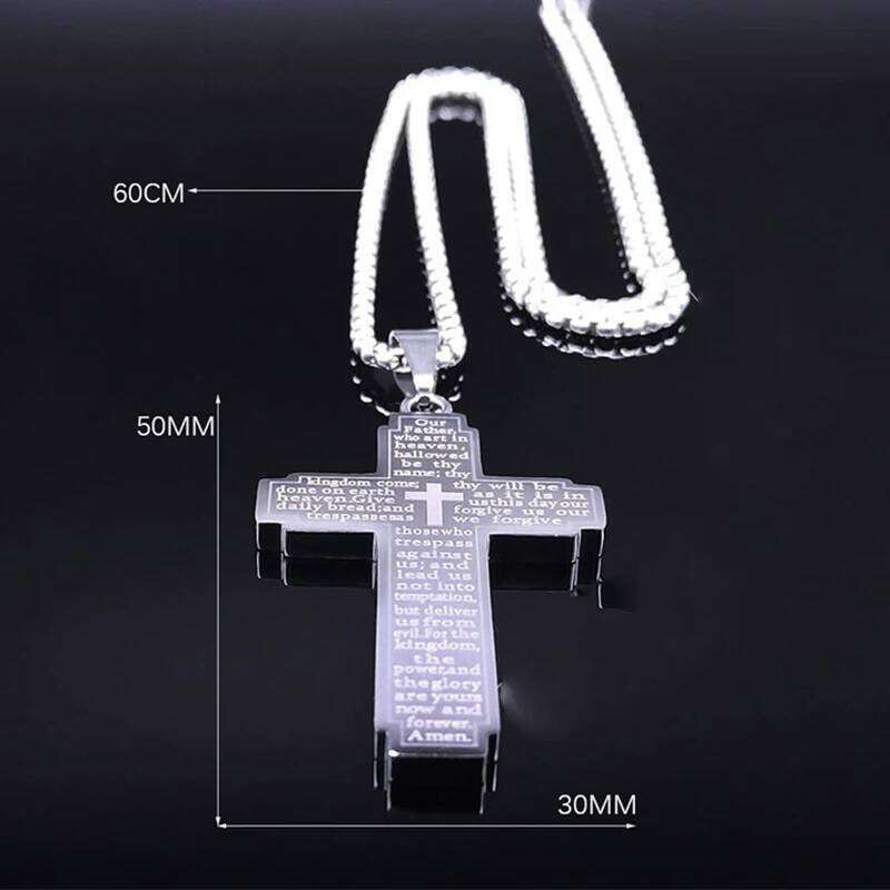 ZAKOL Trendy Cross Crucifix Bible Stainless Steel Necklaces For Women Men Gold & Silver Color Metal Clavicle Chain Jewelry