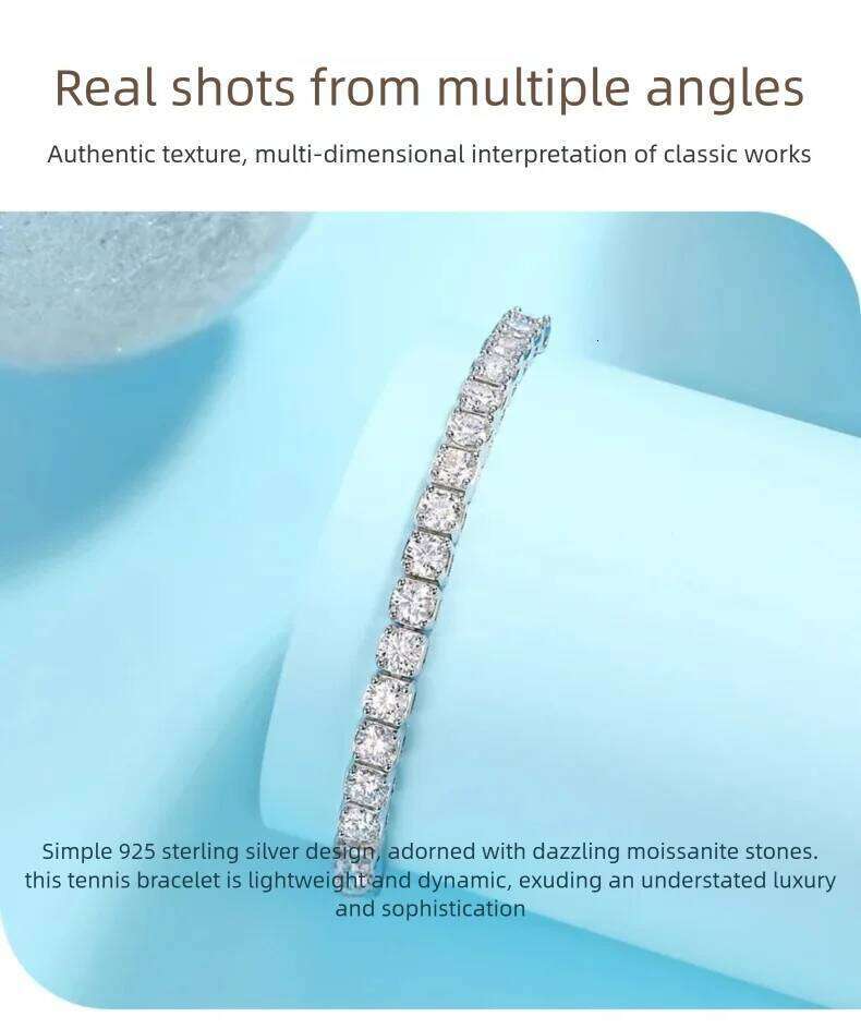 925 Sterling Silver Moissanite Bracelet 3/4/5mm D VVS1 Diamond with GRA for Women Sparkling Wedding Party Fine Jewelry aef