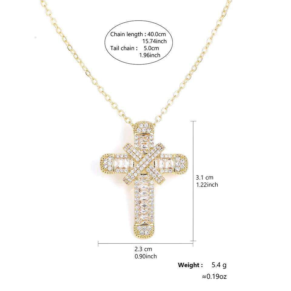 ZAKOL Fashion Hip Hop Cross Pendant Necklace for Women Men Shiny Zircon Wedding Party Choker Jewelry Wholesale