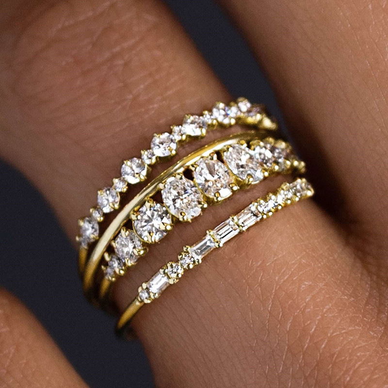 Luxury Brand Designer Jewelry Cao Shi European And American Light Luxury High-End Geometric Ring For Women Shiny Fashion Ring Set Of Four Engagement Wedding Jew