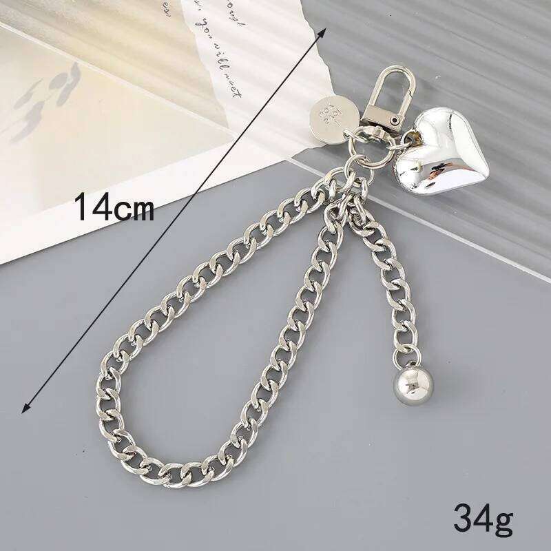 ZAKOL 4 Pcs Fashion Imitation Pearl Bead Chain Lanyard Keychain Metal Heart Pendant Handbag Phone Accessories for Student Girls