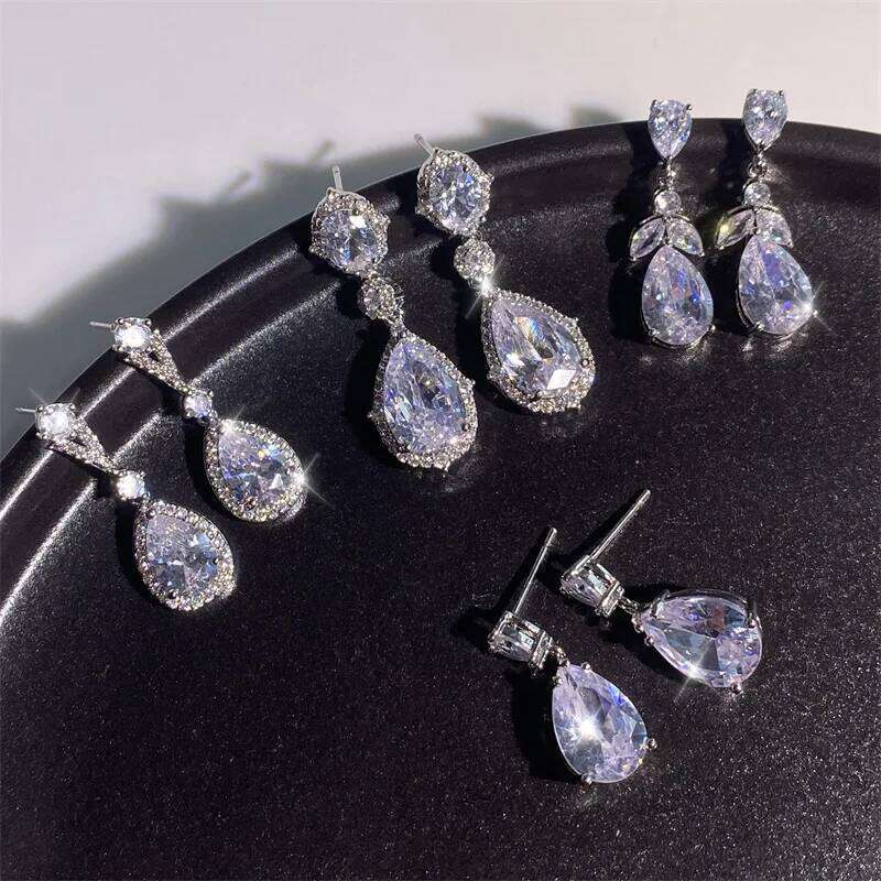 ZAKOL Elegant AAA Zirconia Water Drop Dangle Earrings for Women Clear Sparkling Crystal CZ Bridal Bridesmaid Wedding Jewelry
