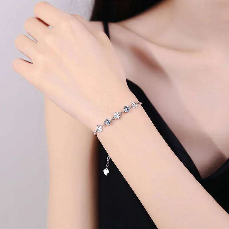 1ct D Color Moissanite Tennis 925 Sterling Silver Plated White Gold Bracelet for Women Man Sparkling Party Jewelry 598