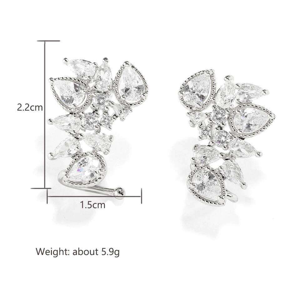 ZAKOL Luxury Silver Color Statement Flower Stud Earrings for Women Fashion AAA Zirconia Crystal Ear Jewelry Bridal Wedding Gifts