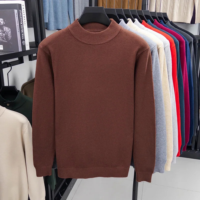 Half Turtleneck Knitwear Sweater Autumn/Winter Mock Neck Sweatshirts Solid Color Pullovers Man Casual Mens Clothing 251223CJ