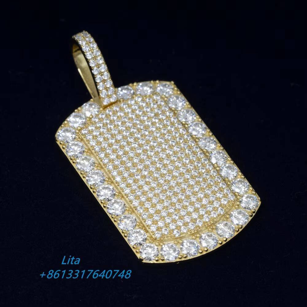 Hip Hop Jewelry Bling Necklace Chain 925 Solid Silver Moissanite Diamond Charm Pendant for Men