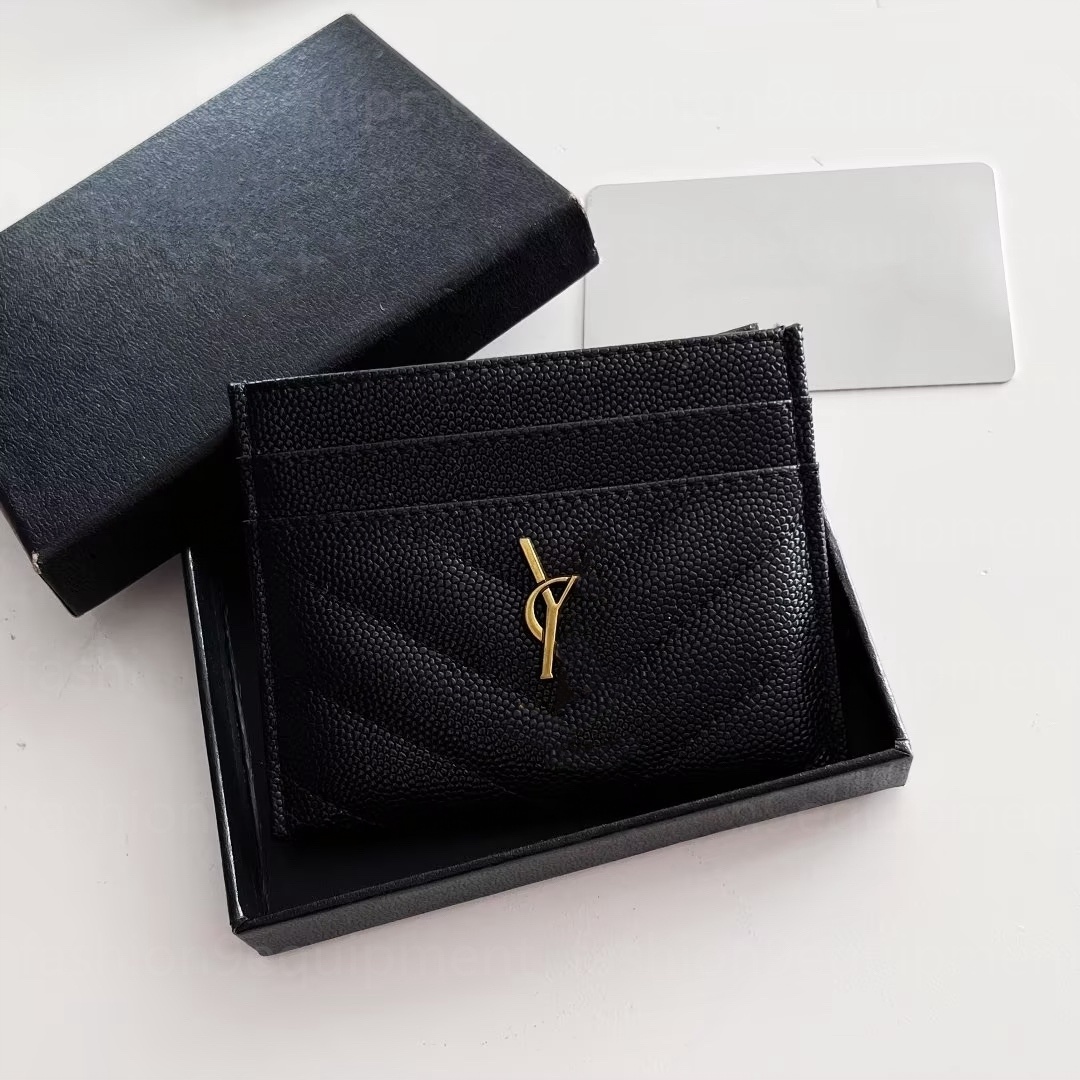 High Luxury Designer Caviar Card Holder Leather Purse Fashion Y3 Womens Purses Mens Key Ring Credit Cards Wallet Bag Travel Documents Passport Holders with box card