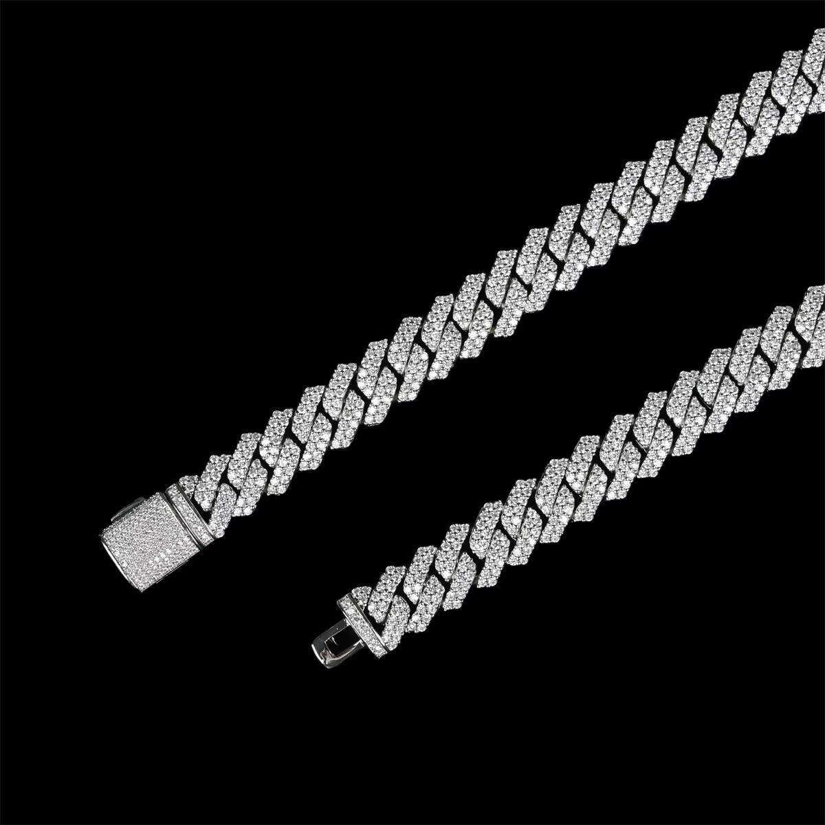 Wholesale 14mm Cuban Link Chain 14k Gold Plated Hip Hop Necklace with D color vvs moissanite for Engagement