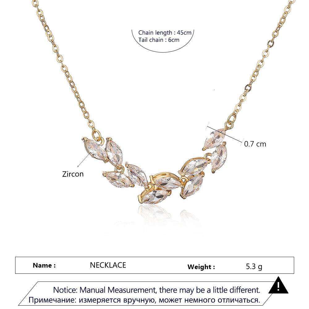 ZAKOL Shiny Marquise Leaf Zircon Pendant Necklace for Women Winter Temperament Choker Neck Accessories Wedding Jewelry