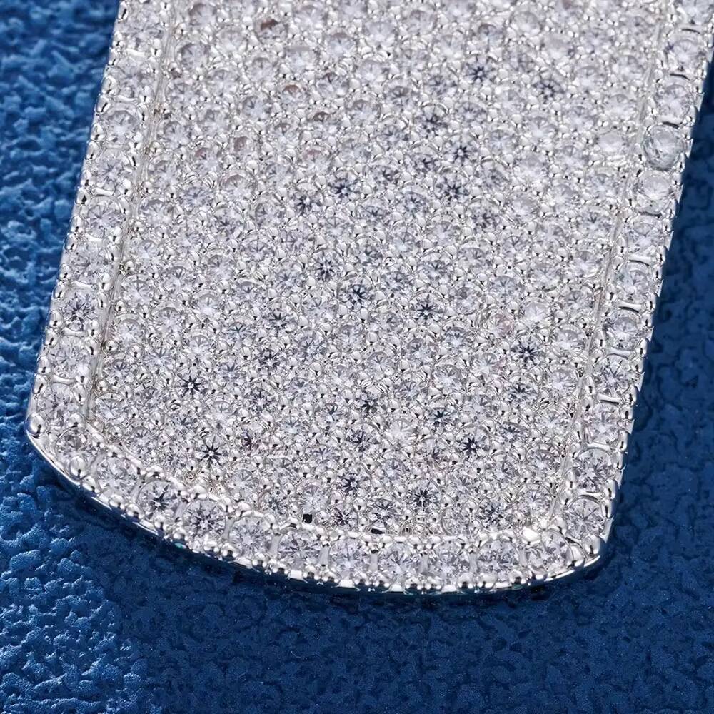 Popular Hiphop Jewelry Fully VVS Moissanite Sterling Silver 925 Dog Tag Iced Out Pendant