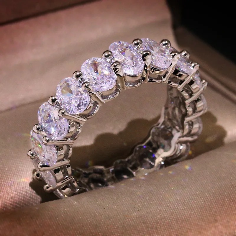 Luxury Brand Designer Jewelry Ebay Hot-Selling European And American Style Ring Luxury Zircon Women's Ring Full Diamond Engagement Ring Banquet J