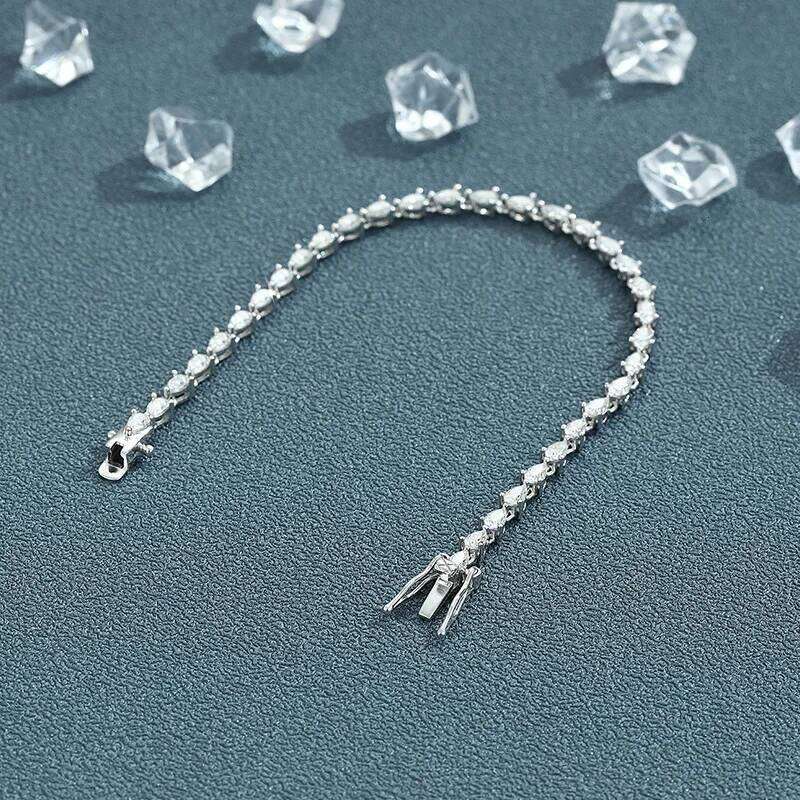 Jewelry VVS Sterling Silver 925 Fashion Moissanite Tennis Chain Bracelet and Necklace For Women 90f