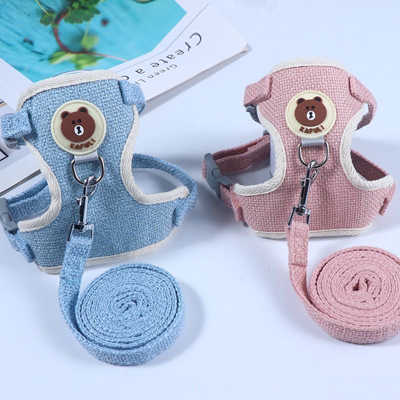 Durable Cat Dog Harness with Adjustable Leash Escape Proof Design for Pet Walking Outdoor Stretchy Rope