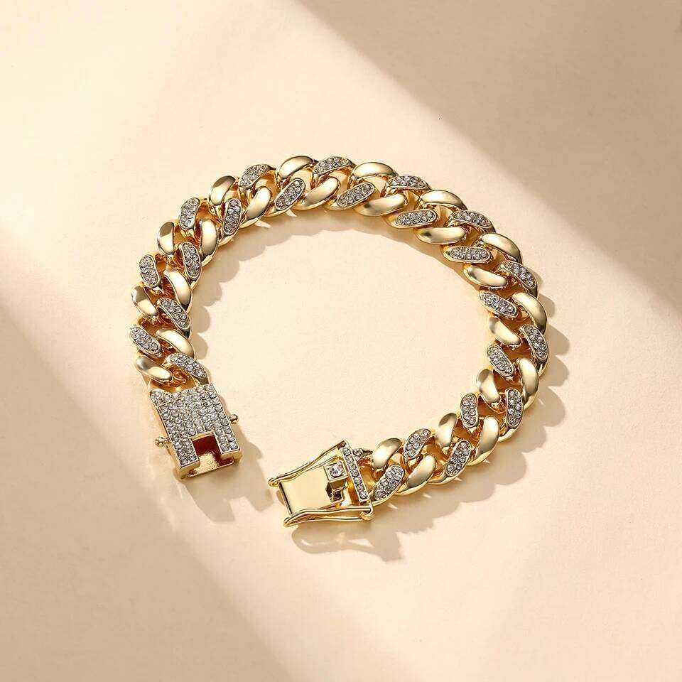 ZAKOL Hip Hop Women Mens Bracelet Full Shiny Rhinestone Stone Miami Cuban Chain Bracelets Fashion Jewelry