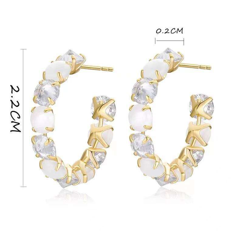 New Women's Luxury Opals Hoop In 2025 Korean Fashion Jewelry Party Girls Temperament Accessories Unusual Earrings