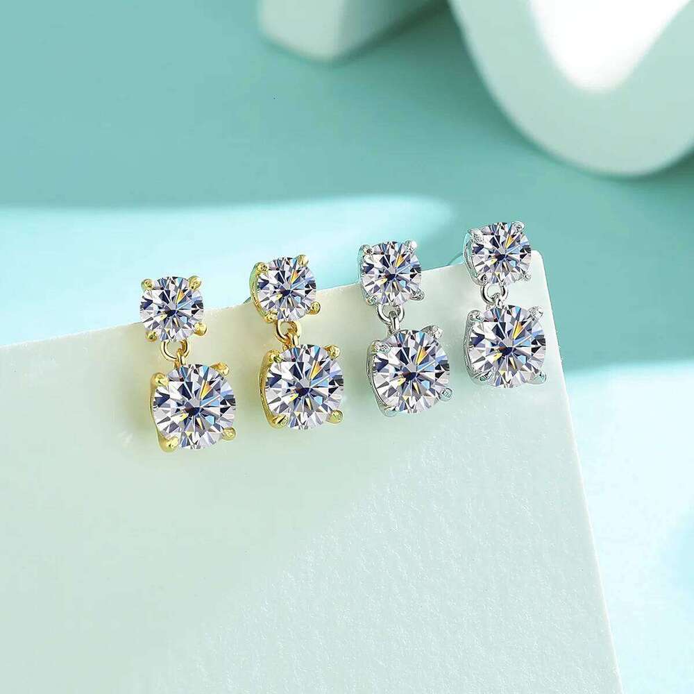 3ct D Color Moissanite Stud Earrings Round Cut Lab Created Diamond 925 Sterling Silver Bridal Jewelry For Women Gifts eaa