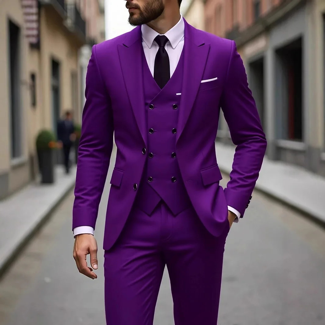 Classic Wedding Tuxedos Slim Fit Bridegroom For Men 3 Pieces Groomsmen Suit Male Formal Business Men SuitsJacketVestPants 251217