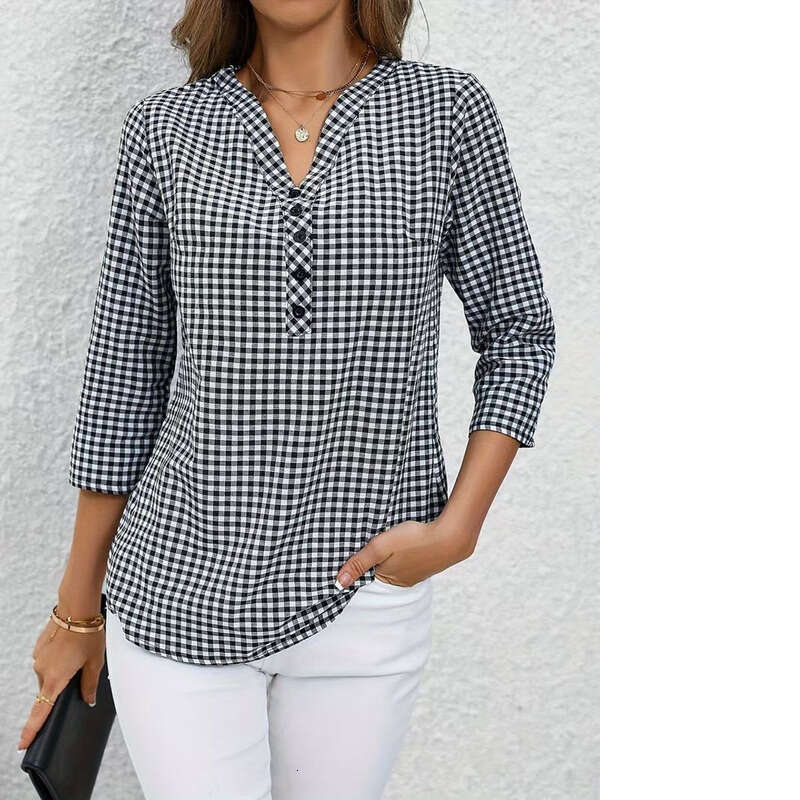 Women Pullover Hoodie Printed Sweatshirt K Fashionable Women S Retro Elegant Checkered Shirt