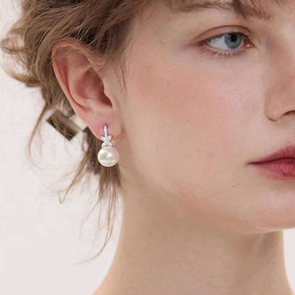 ZAKOL 2 Pcs Exquisite Zircon Imitation Pearl Earrings for Women Bridal Elegant Sparkling Crystal Charm Wedding Jewelry