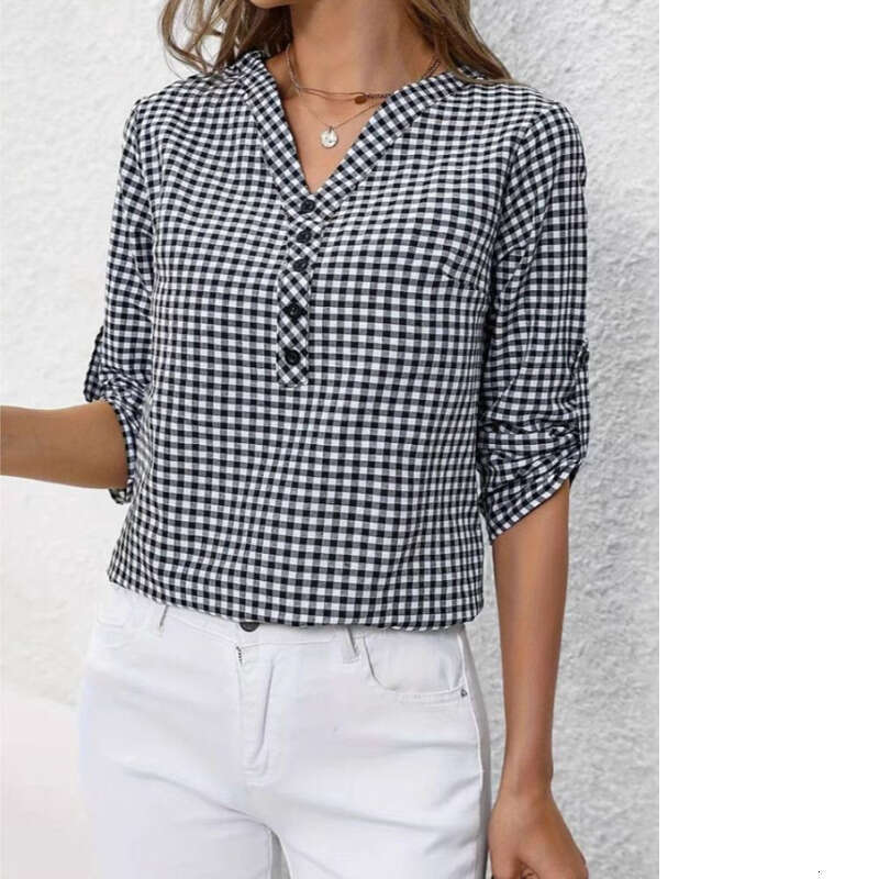 Women Pullover Hoodie Printed Sweatshirt K Fashionable Women S Retro Elegant Checkered Shirt