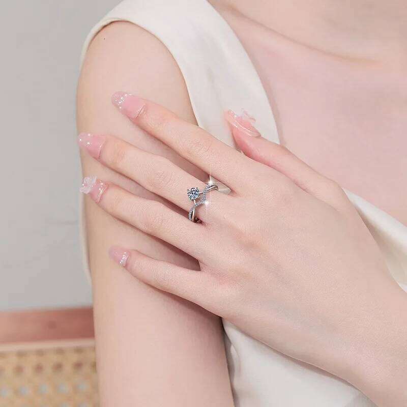 1ct 6.5mm D Color Moissanite Engagement Ring for Women 925 Sterling Silver Gold Plated Solitaire Rings Wholesale 623