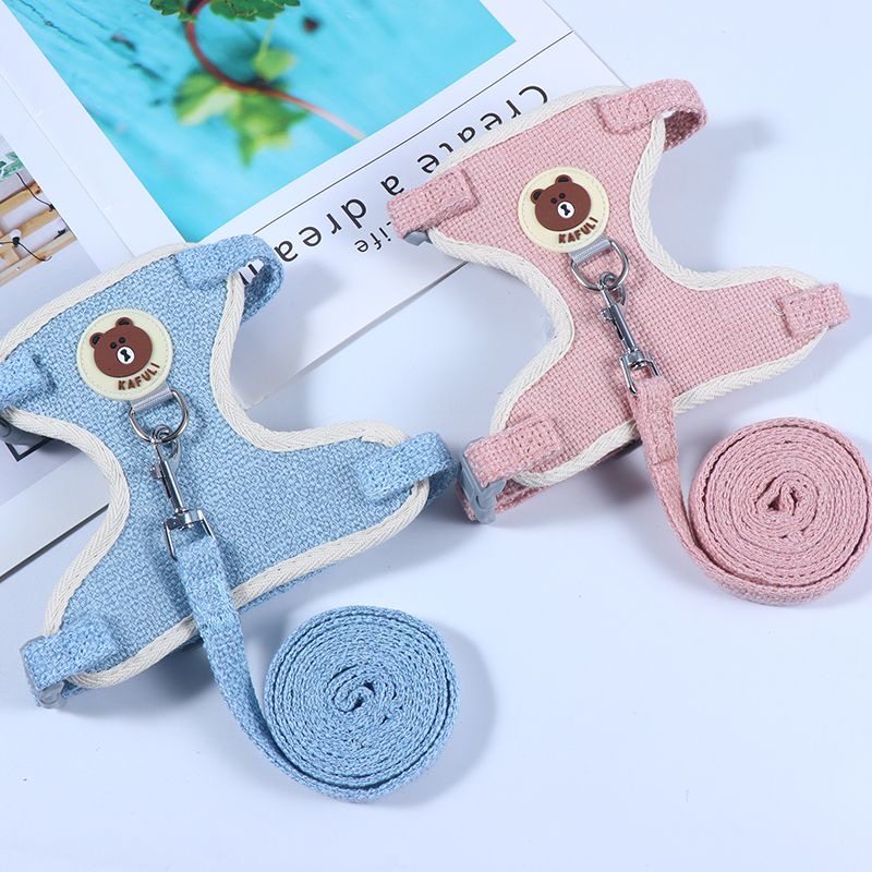 Durable Cat Dog Harness with Adjustable Leash Escape Proof Design for Pet Walking Outdoor Stretchy Rope