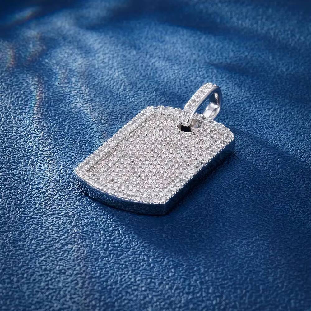 Popular Hiphop Jewelry Fully VVS Moissanite Sterling Silver 925 Dog Tag Iced Out Pendant