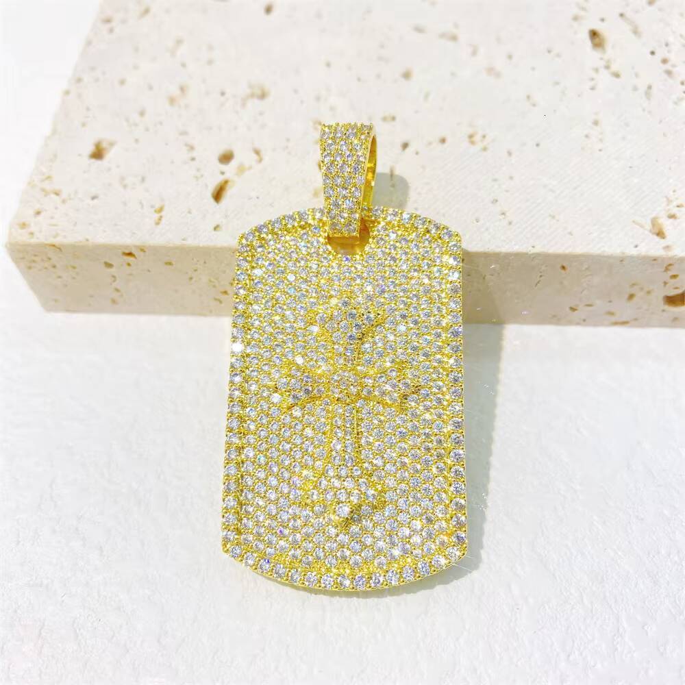 Hot Selling 925 Silver VVS Moissanite Hip-hop Pendant Diamond-Filled Square Plate Fashion Accessory