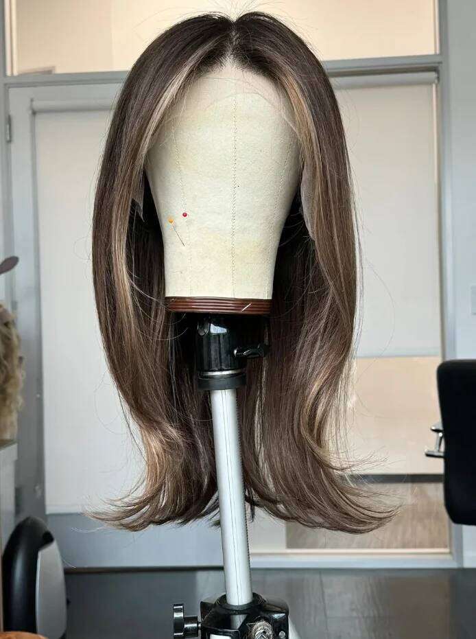 Light Brown Straight Front Glueless Long Synthetic Hair Lace Wigs for Women Root Dark Blonde Wig