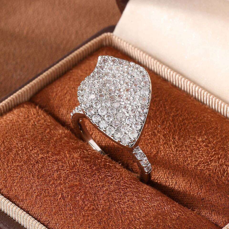 ZAKOL Classic Micro-intact Zircon Leaves Leaf Open for Women Silver/Gold Color Cocktail Party Rings Fashion Jewelry Gift