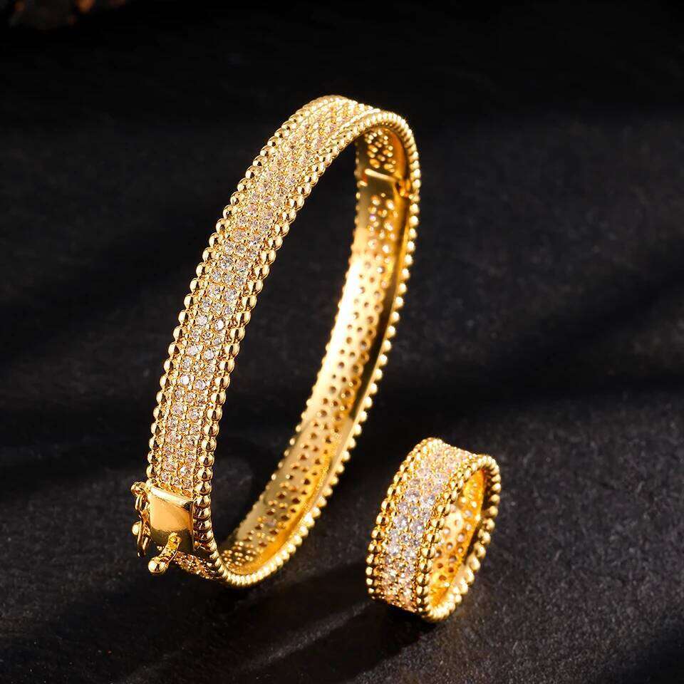 ZAKOL Luxury Micro-inlaid Zirconia Bracelet Ring with Round Beaded Edges Buling Aesthetic Engagement Wedding Jewelry