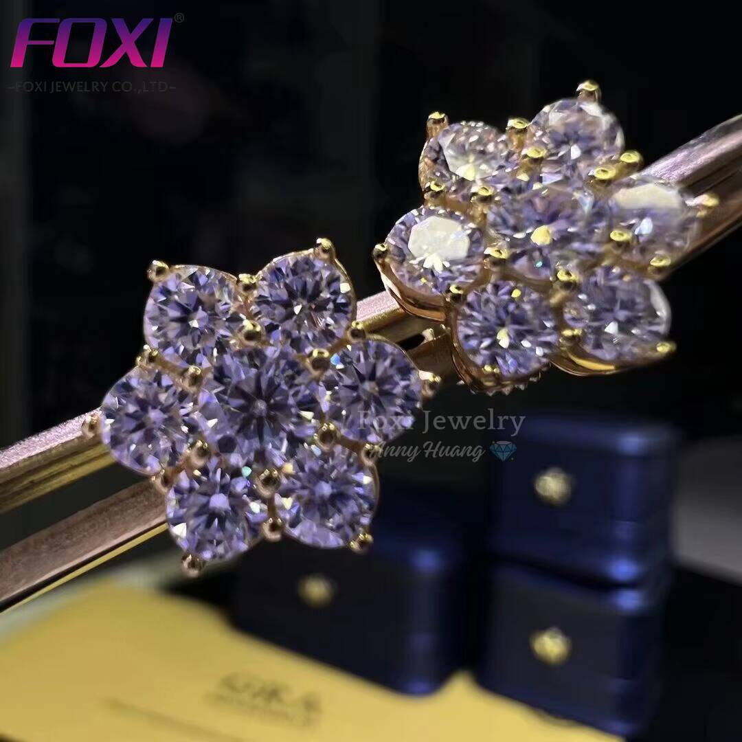 Best Selling Screw Back Flower Moissanite Stud Earrings Solid 925 Silver D Color Cluster VVS Moissanite Diamond Earrings Men GRA