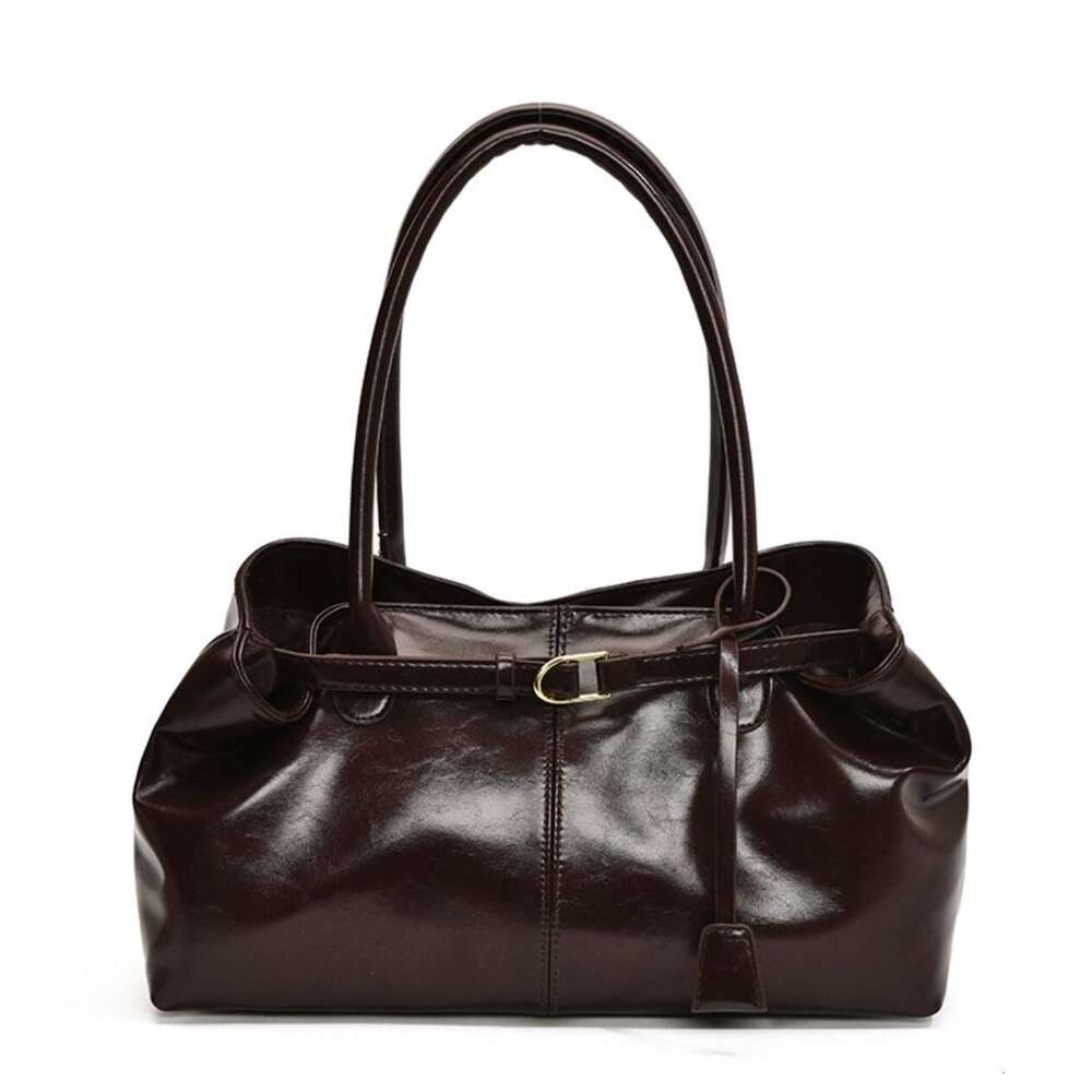 Luxury Bags Fashion New Oil PU Leather Handbag Large Capacity Multifunctional Shoulder Casual Tote Underarm Bag For Women Hot Selling BAOLUOMINGPIN