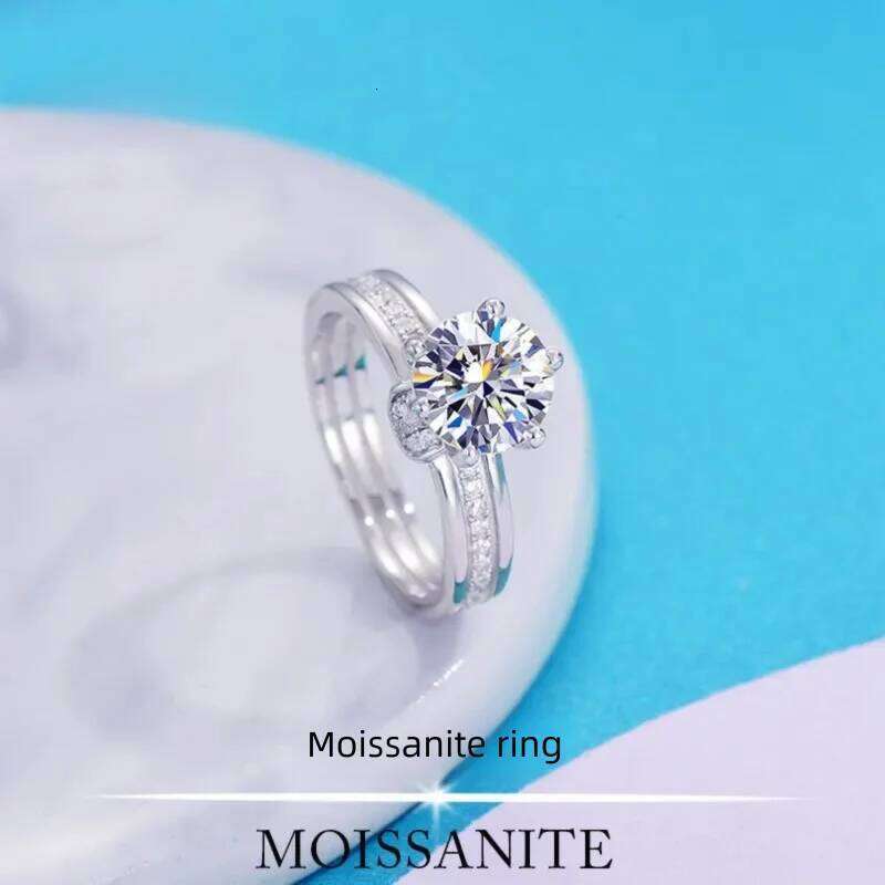 3CT D Color Moissanite Ring For Women 925 Sterling Silver with White Gold Plated Lab Diamond Engagement Wedding Band Jewelry 76d