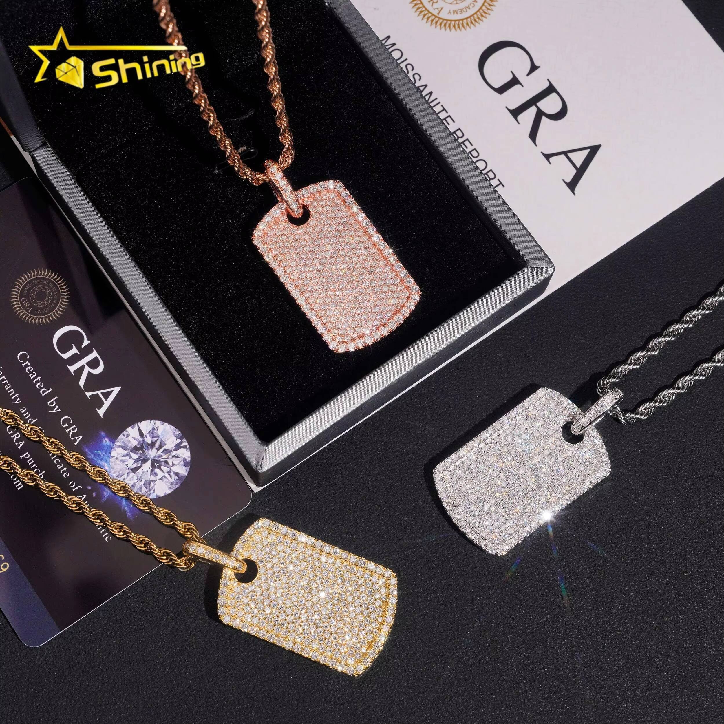 Hot Sale Iced Out GRA Certificated Mens 925 Sterling Silver VVS Moissanite Hip Hop Pendant