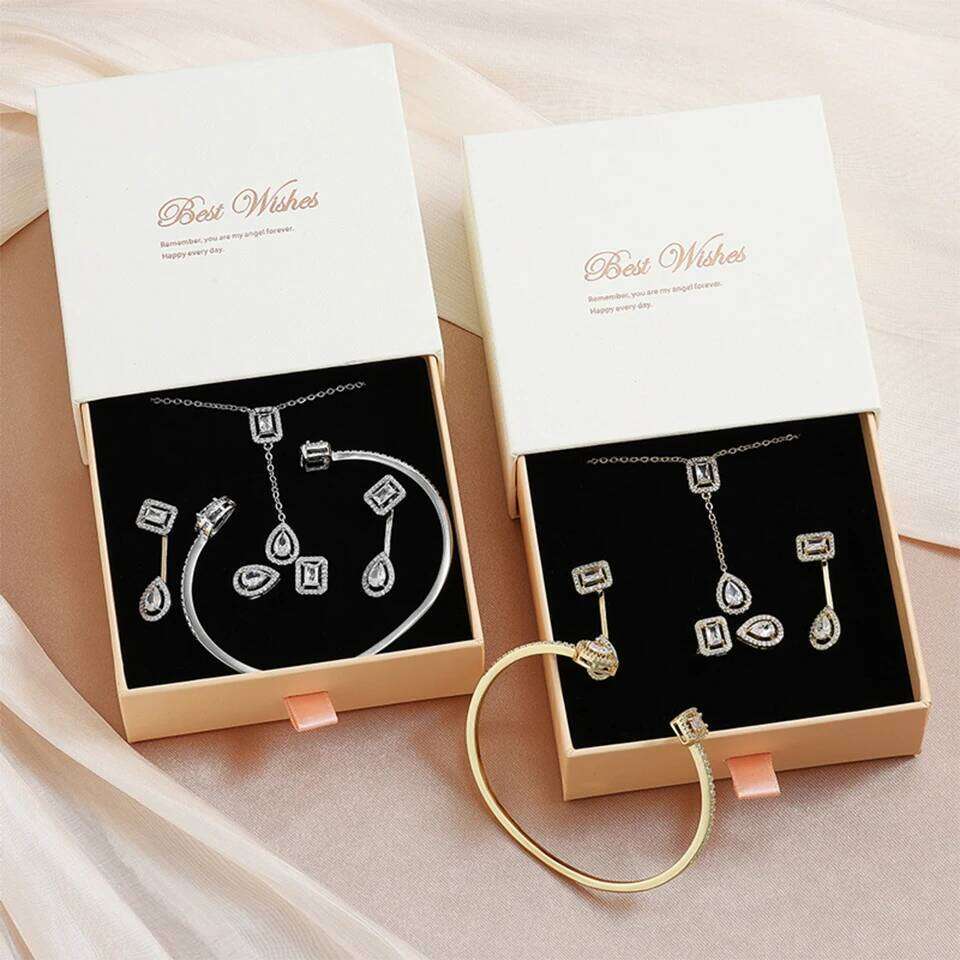 ZAKOL Brand Zircon Wedding Party 4pcs Jewelry Set With Box Shiny Silver Color CZ Engagement Accessories Gift For Women