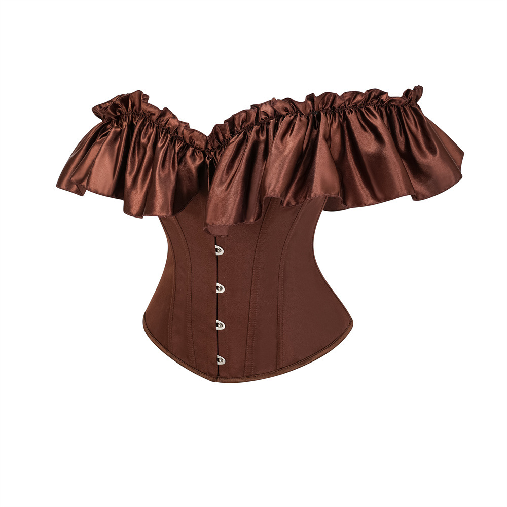 New Chic Ladies' Off Shoulder Satin Overbust Corset with Back Adjustable Strap Support Elegant Clubwear Ideal For Events and Parties