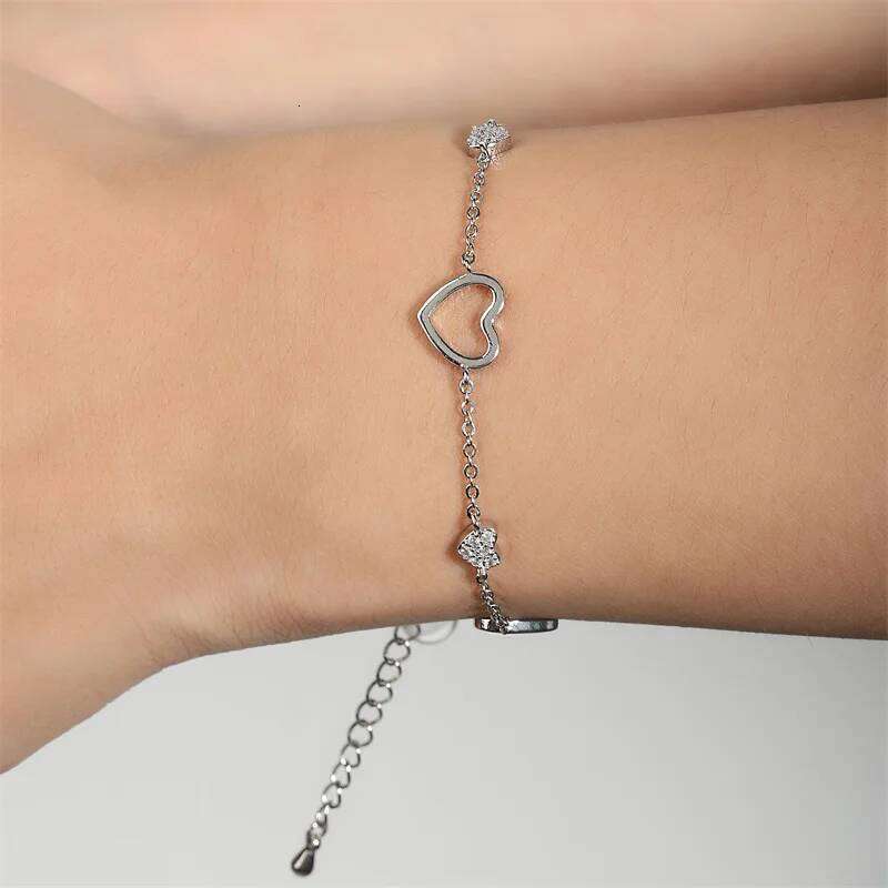 Simple Fashion Hollow Heart Charm Bracelet White Rose Gold Color Link Chain Bracelets Exquisite Party Jewelry 2023 New