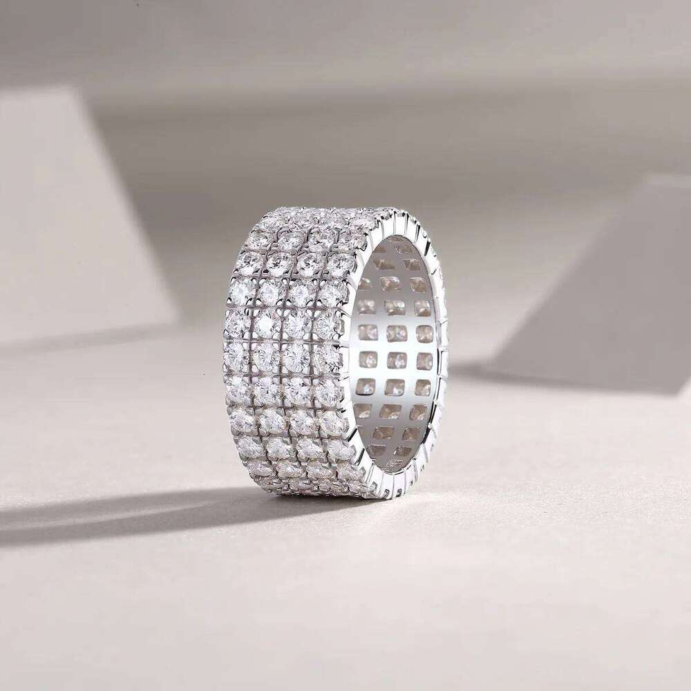 Full Eternity Ring Band 925 Sterling Silver white Round Moissanite Diamond Jewelry gift dating party db1