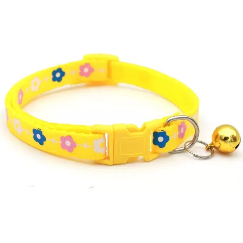 Flower Pet Collar with Bell Adjustable Necklace for Small Dogs and Cats Anti Lost Cat Collar