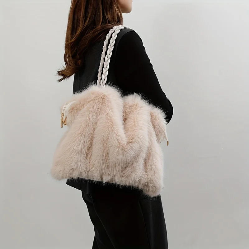 Faux Fox Fur Bucket Bag Elegant Winter Plush Handbag Perfect Holiday Gift for Christmas Valentines Day Shop Now 251225