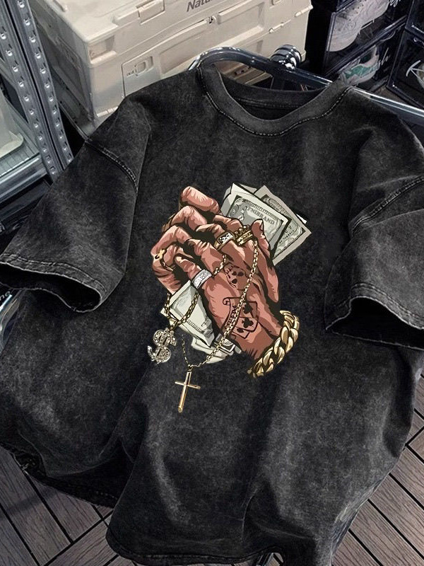 Washed Heavyweight 100% Cotton Short Sleeve T-shirt for Men & Women. Summer Loose Fit, American Vintage Style, Trendy Brand Top.