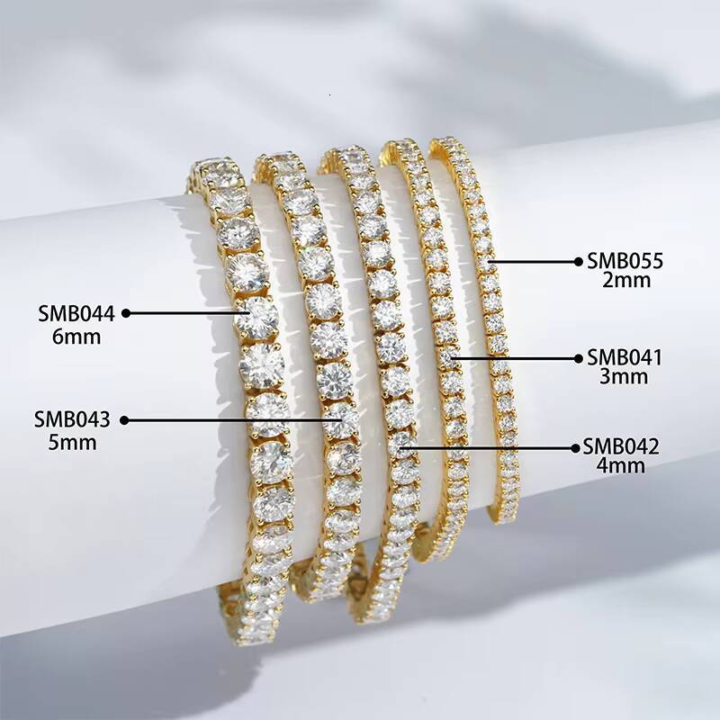 Tennis Bracelet 925 Silver Mossinate Diamond Women Men 2024 New Style Tennis Chain with Light Blue Stones