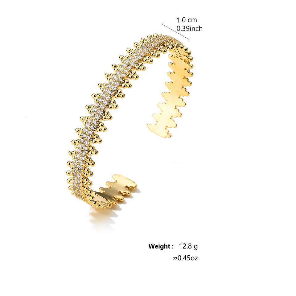 ZAKOL Luxury Shiny Full Marquise Zirconia Open Bangle Rings for Women 18K Gold Color Bracelet Wedding Jewelry Accessories