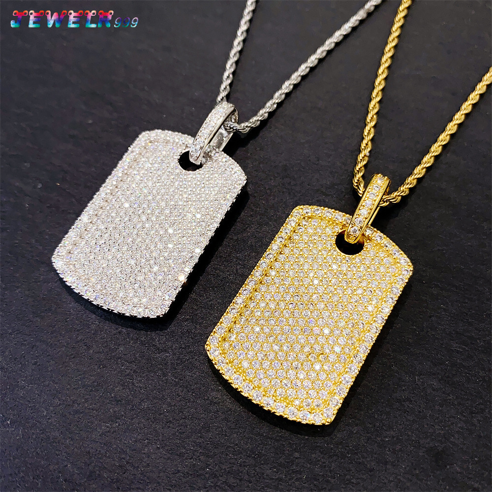 Hip New Hanging Fashion Copper Inlaid MoissaniteVVS square Brand Hip Hop Necklace