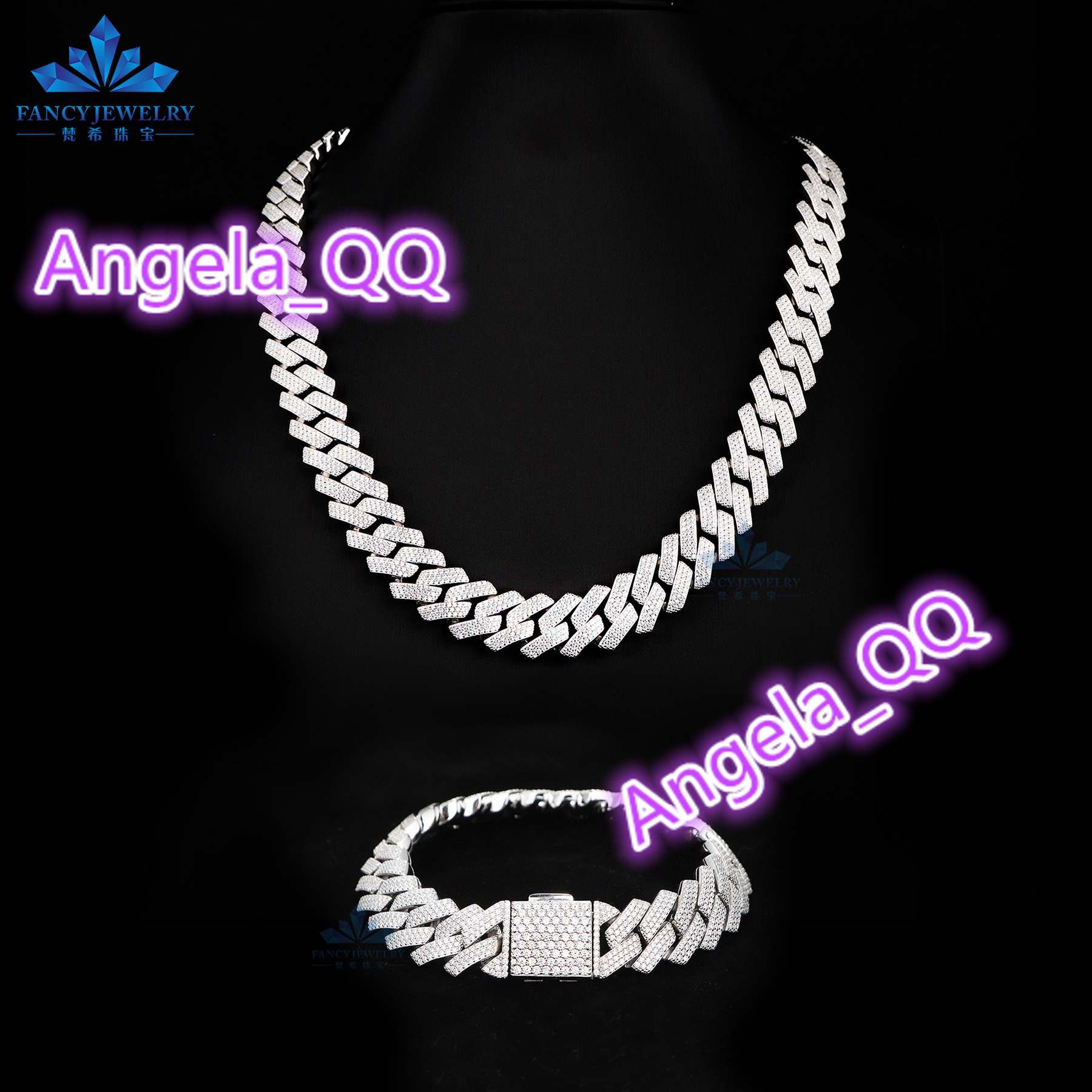 Iced Out 15mm VVS Moissanite Cuban Link Chain 925 Sterling Silver with Gold Plating Passes Diamond Tester Hip Hop Bracelet