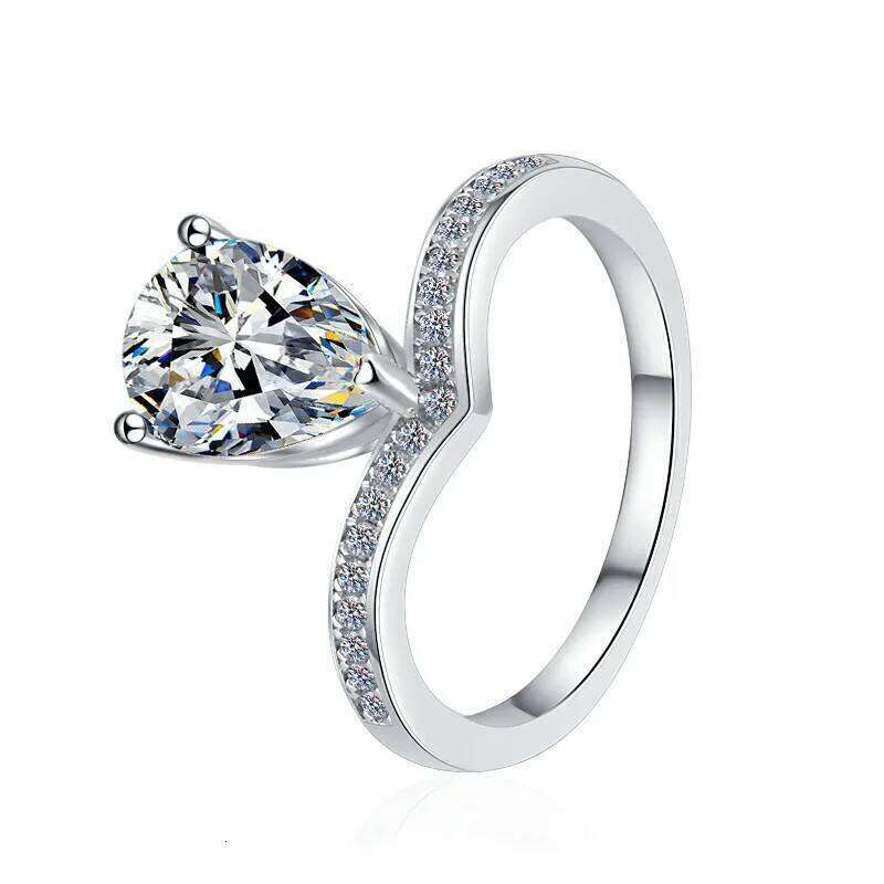 2ct D Color Moissanite Engagement Ring for Women 925 Sterling Silver Gold Plated Solitaire Rings Wholesale 678