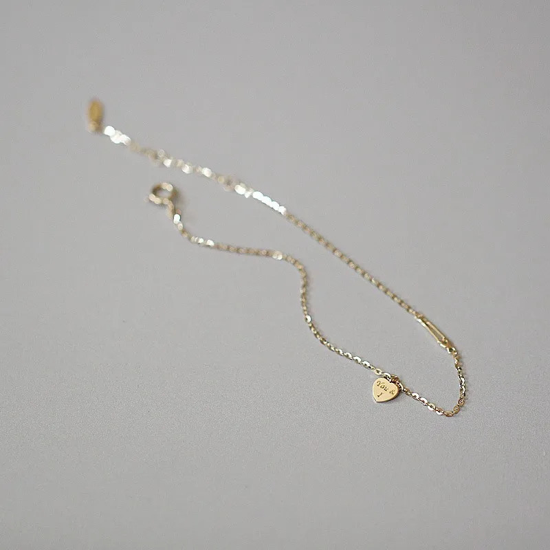 925 Sterling Silver Plated 14K Gold Temperament Simple Heart Bracelet for Women Girlfriend Valentines Day Gift Jewelry 251223